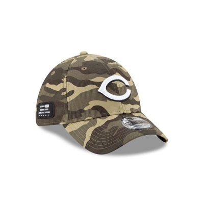 Green Cincinnati Reds Hat - New Era MLB Armed Forces Weekend 39THIRTY Stretch Fit Caps USA5862140